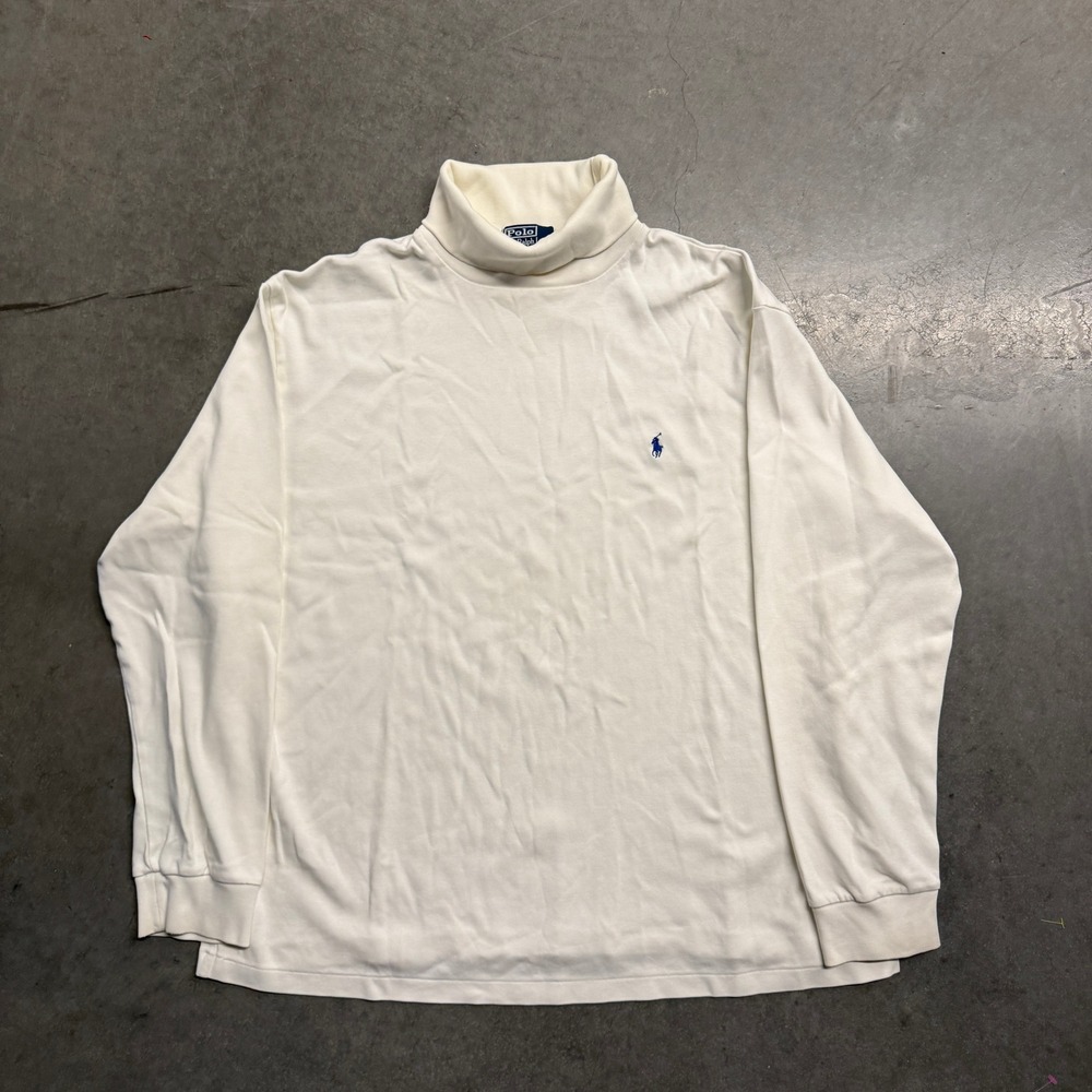 Polo Ralph Lauren Mens XXL Off White Turtleneck Long Sleeve Pony Logo Shirt